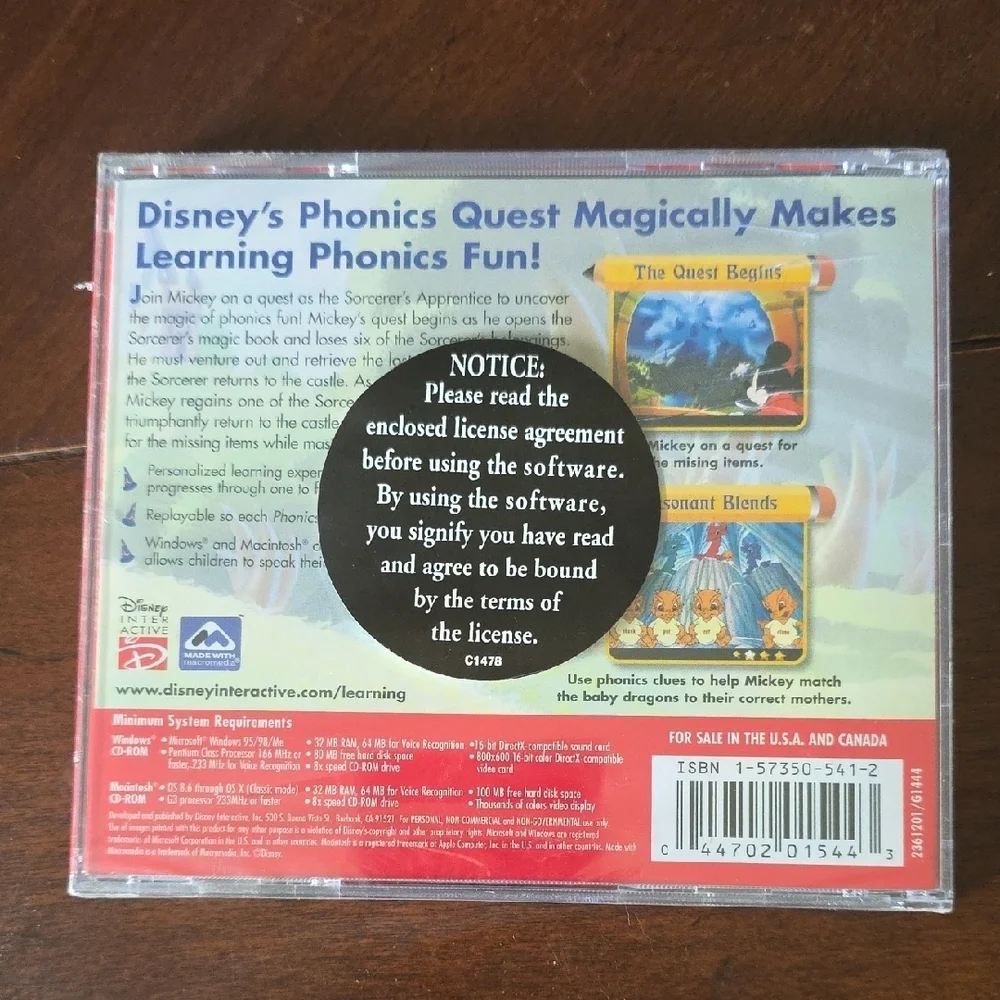 (J40) Disney Learning CD-rom Set - Mickey Mouse and Winnie the Pooh Adventure